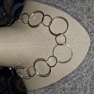 Silver hoop necklace. 14"-17"